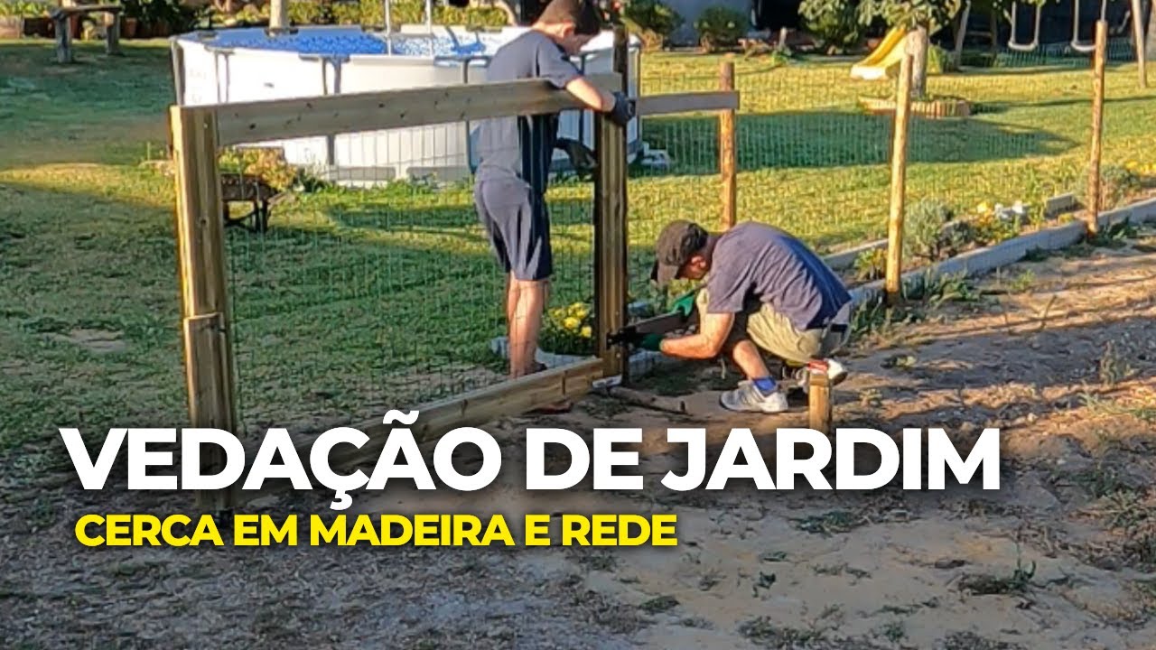 DIY - Time Lapse Construção de Vedação de Jardim em Rede e Madeira