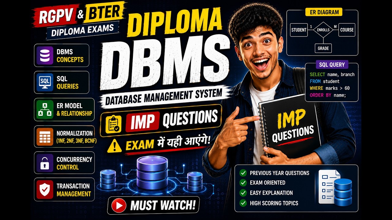 RGPV Diploma DBMS Important Questions 2026 | RGPV Diploma 4th Sem Polytechnic