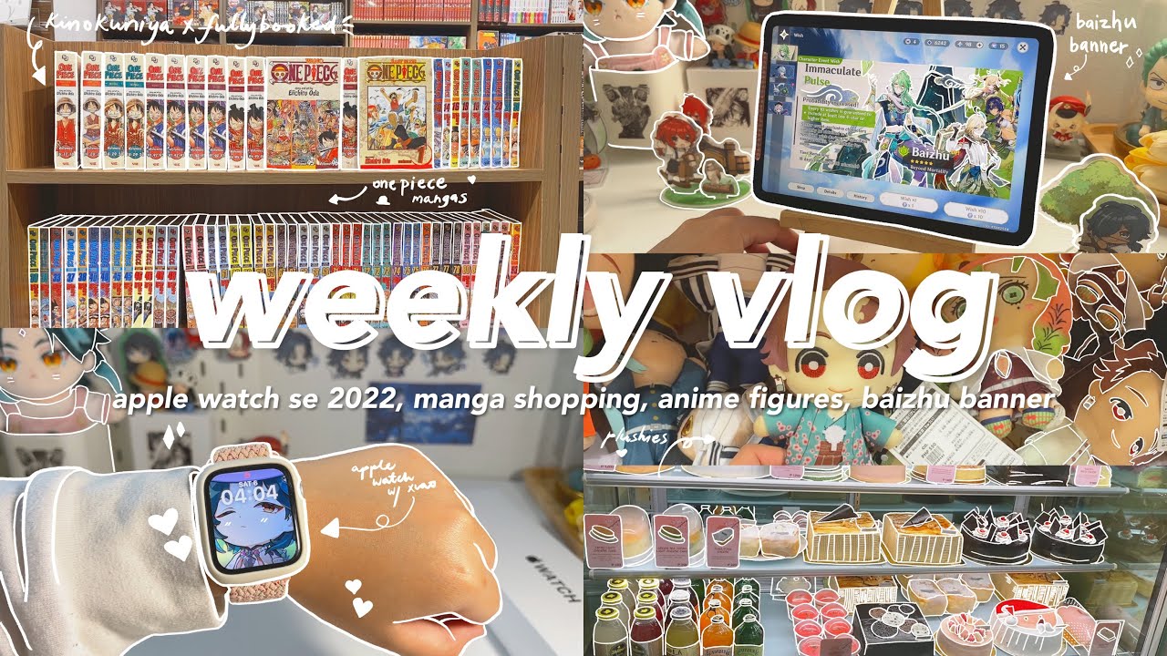 weekly vlog 🌸 apple watch unboxing, manga shopping, playing genshin, baizhu banner