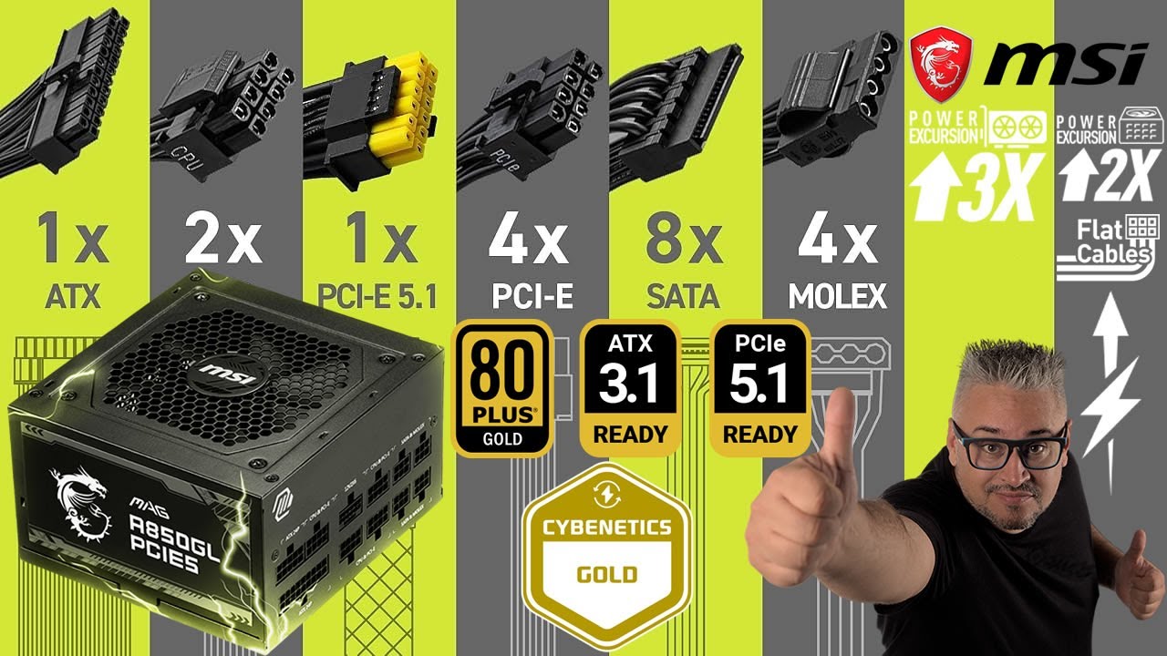 Fonte MSI MAG A850GL PCIE5 850W ⚡ATX 3.1 com Excelente Custo Benefício e 10 ANOS de Garantia