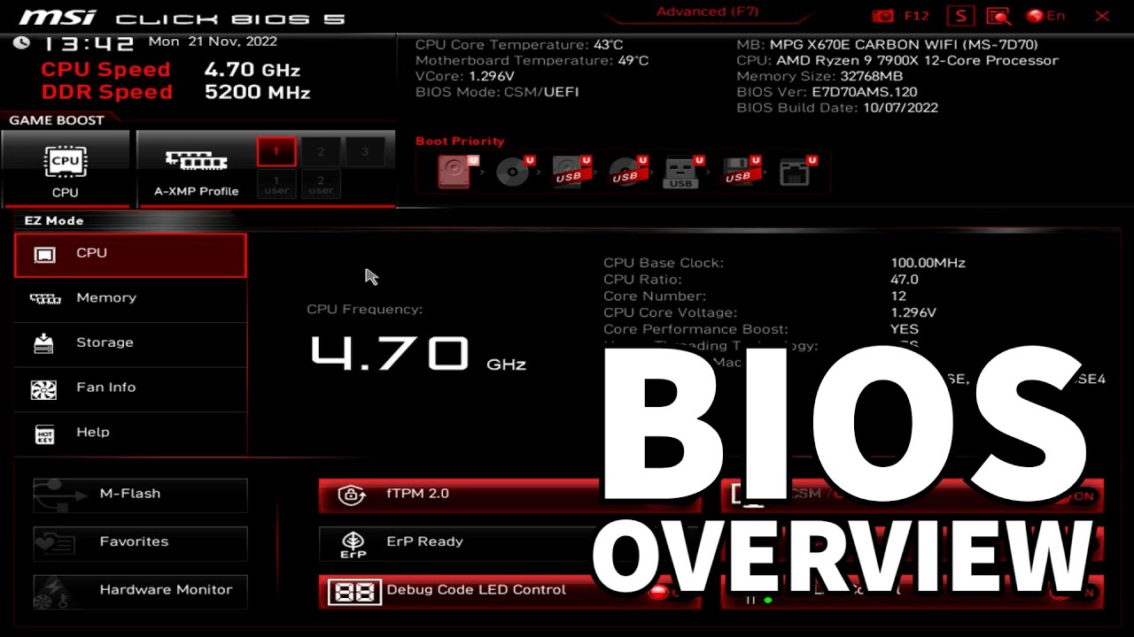MSI MPG X670E Carbon WiFi BIOS Overview