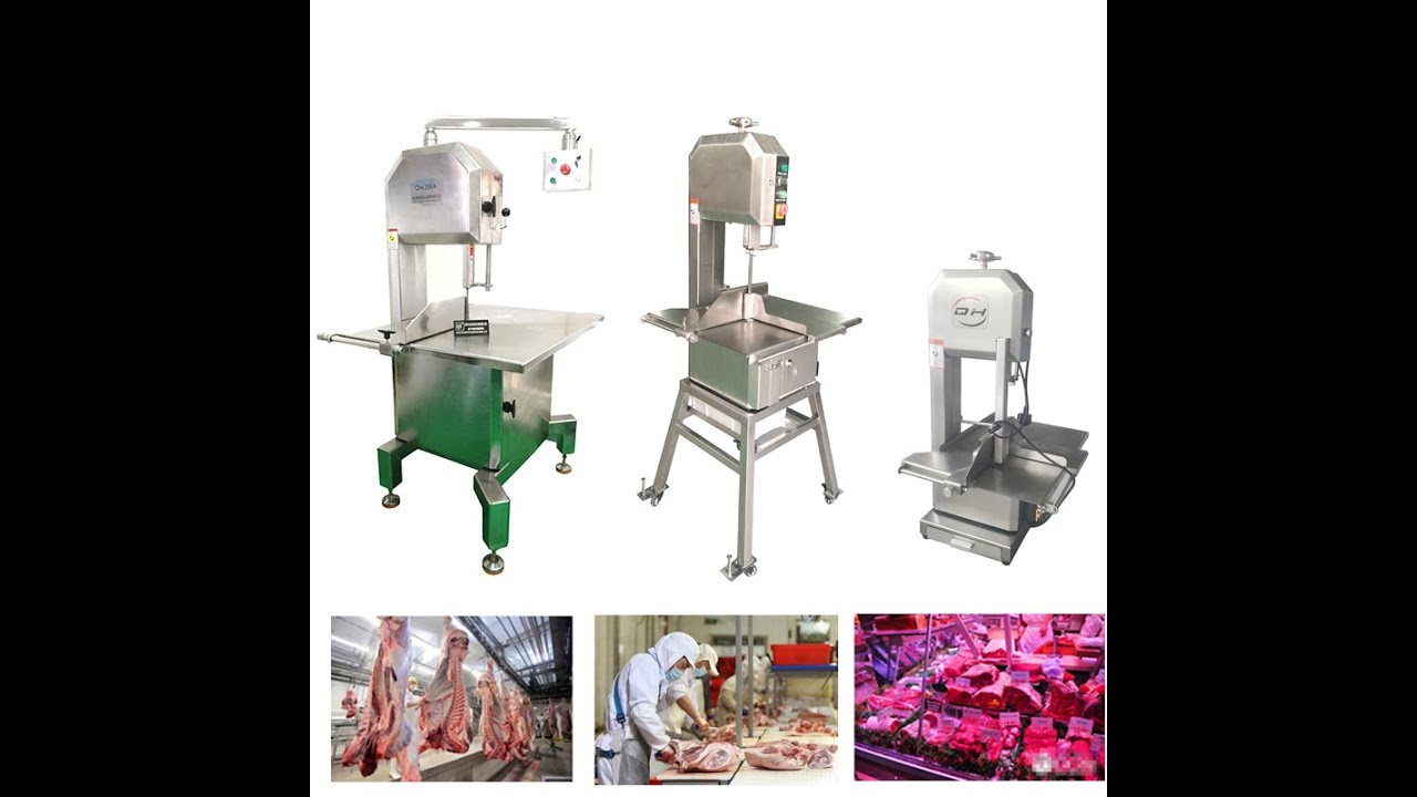 (QH300A+) Automatic food grade stainless steel meat bandsaw frozen ribs cutter 2hp power for butcher