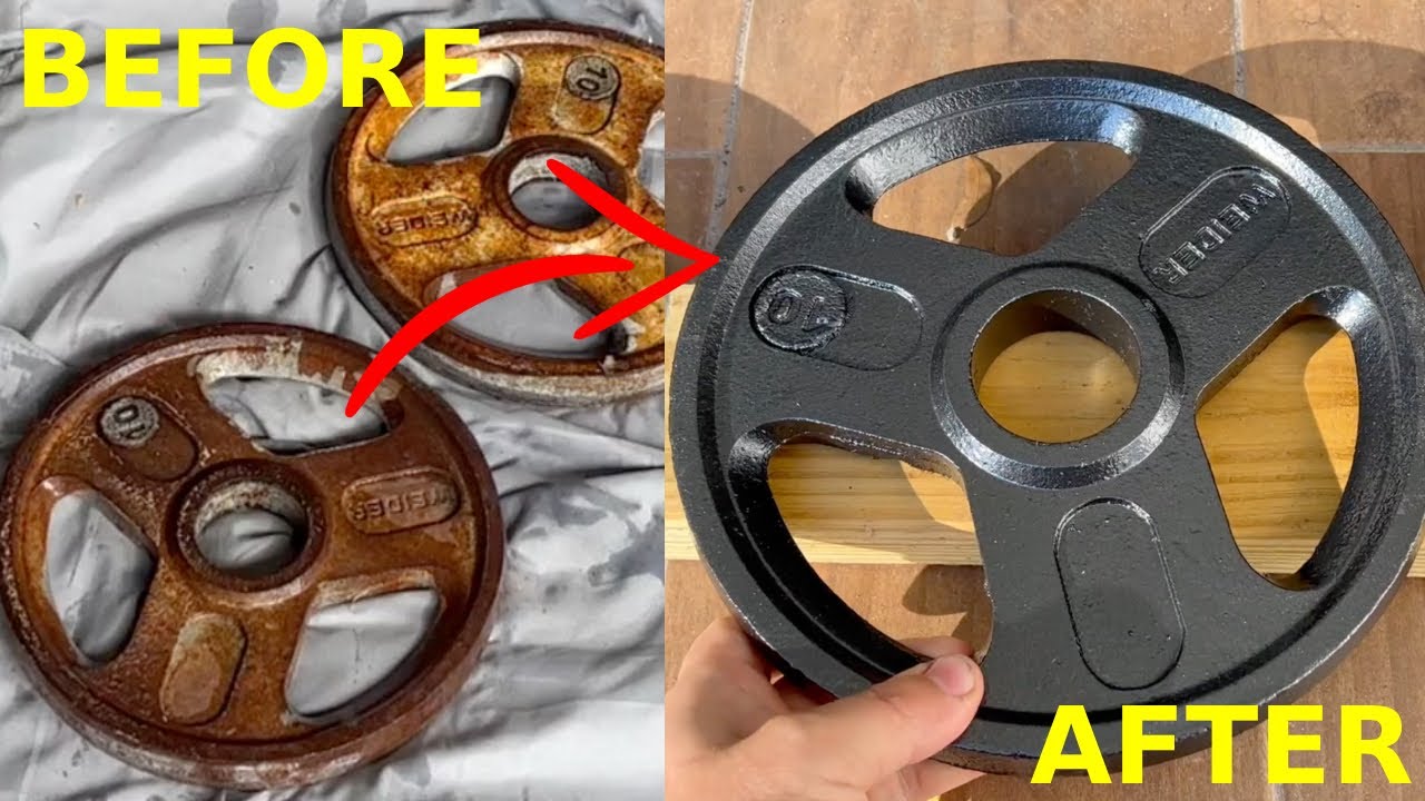 How to restore RUSTY Dumbbells and Weight Plates CHEAP
