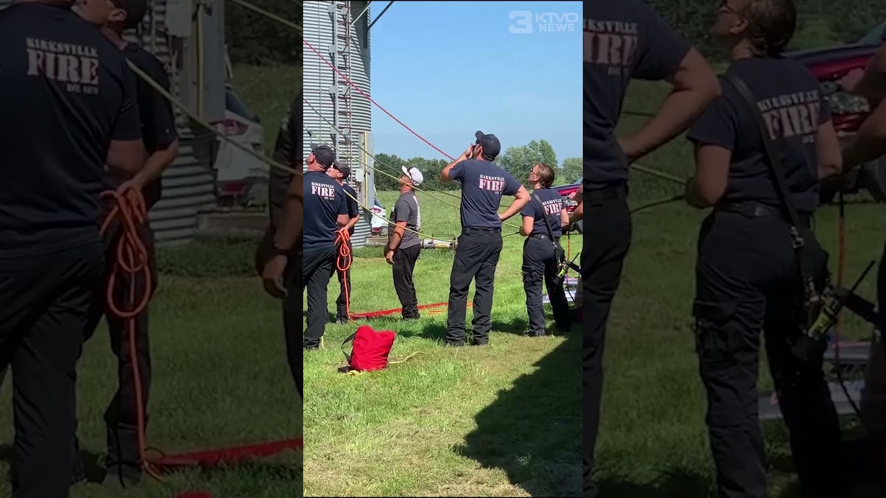 2 men trapped in grain bin at Adair County farm rescued #shorts