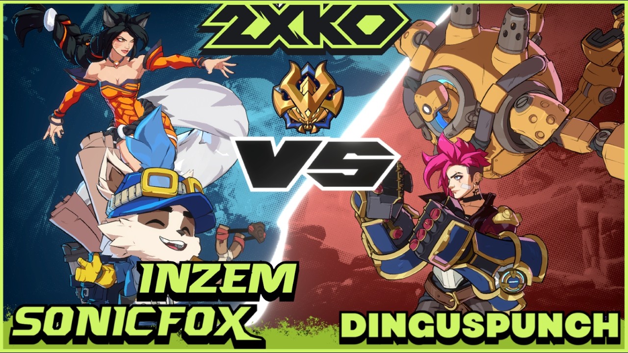 2XKO - Sonicfox/INZEM (Ahri/Teemo) vs Dinguspunch (Blitzcrank/Vi) - 2XKO Fights!