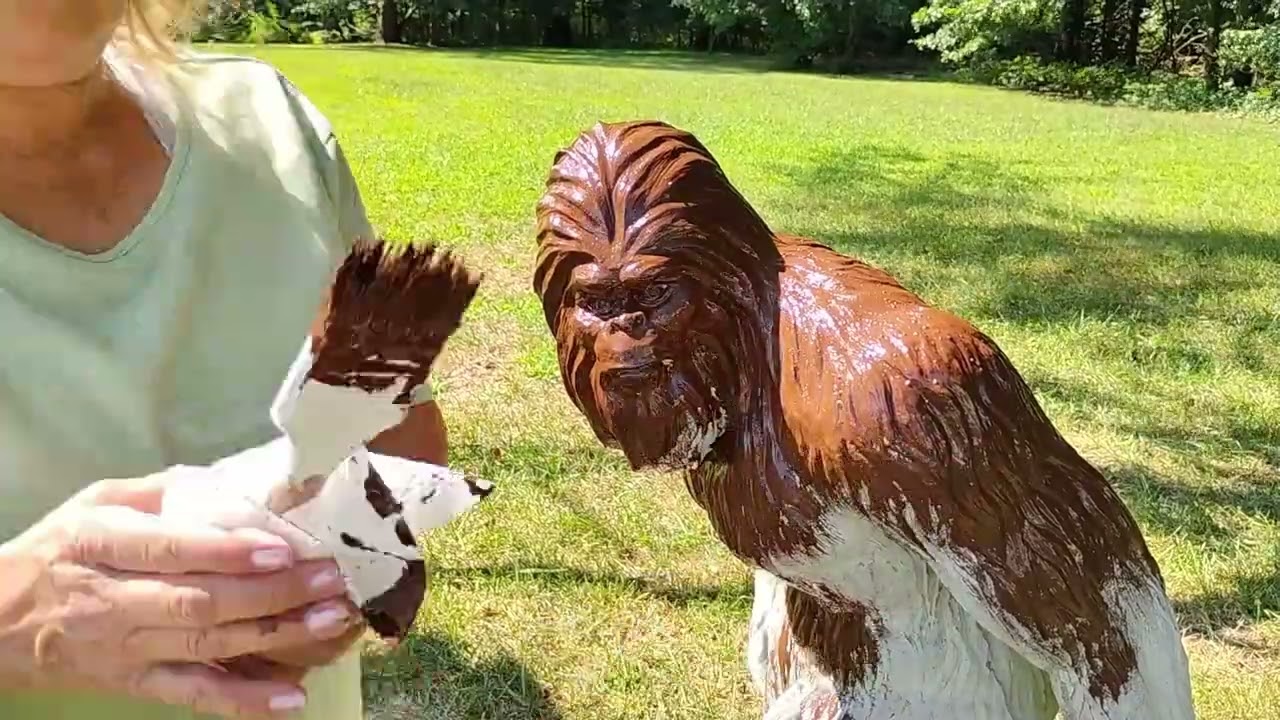 Painting my Bigfoot Statue Brown
