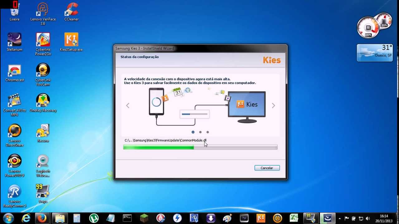 Atualização do Samsung Kies 3 para Android 4.3 - PT-BR - Brasil