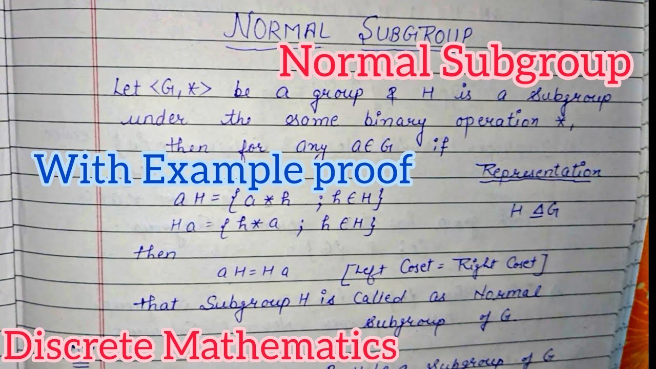 Normal Subgroup in Group Theory With Example|| Discrete Mathematics || Algebraic Structure