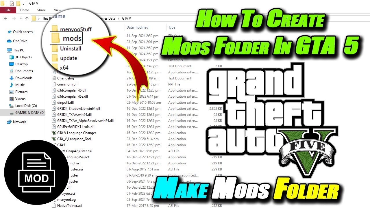 How To Create Mods Folder In GTA 5 || GTA V How To Create | ADD | Make Mods Folder