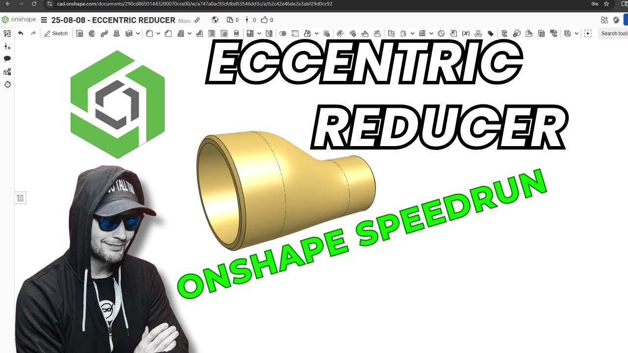 Speedmodeling this Reducer in ONSHAPE — Tutorial featuring layout sketch, loft and shell