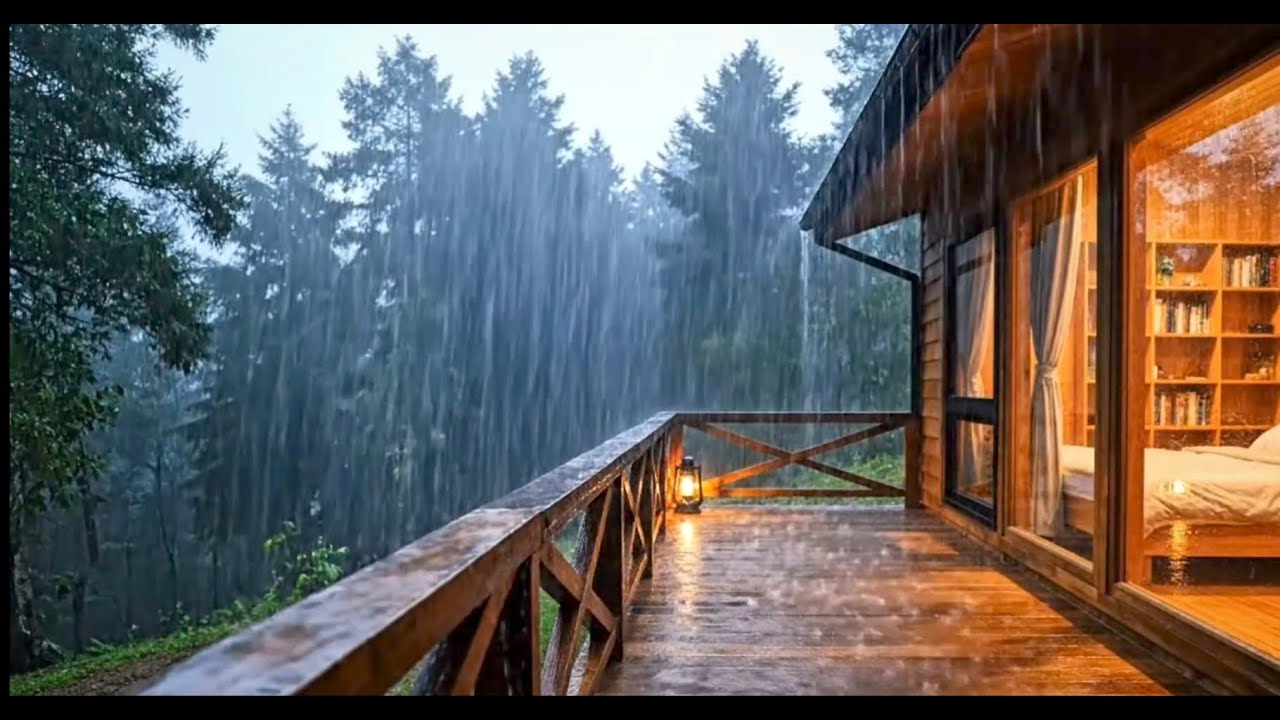 ASMR Midnight Rain at the Forest Cabin | Dark Cinematic Ambience