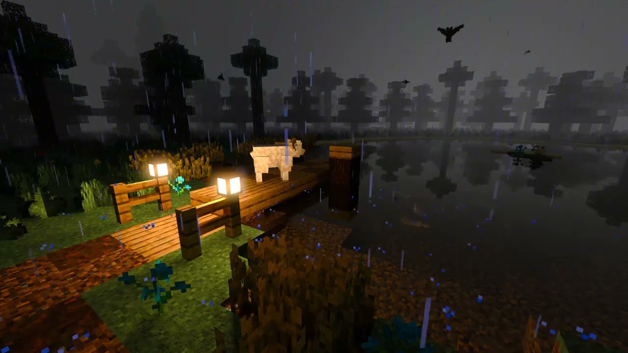 🌧 Minecraft Atmospheric Rainy Fish Pond Ambience w/music (10 Hours) 🌧