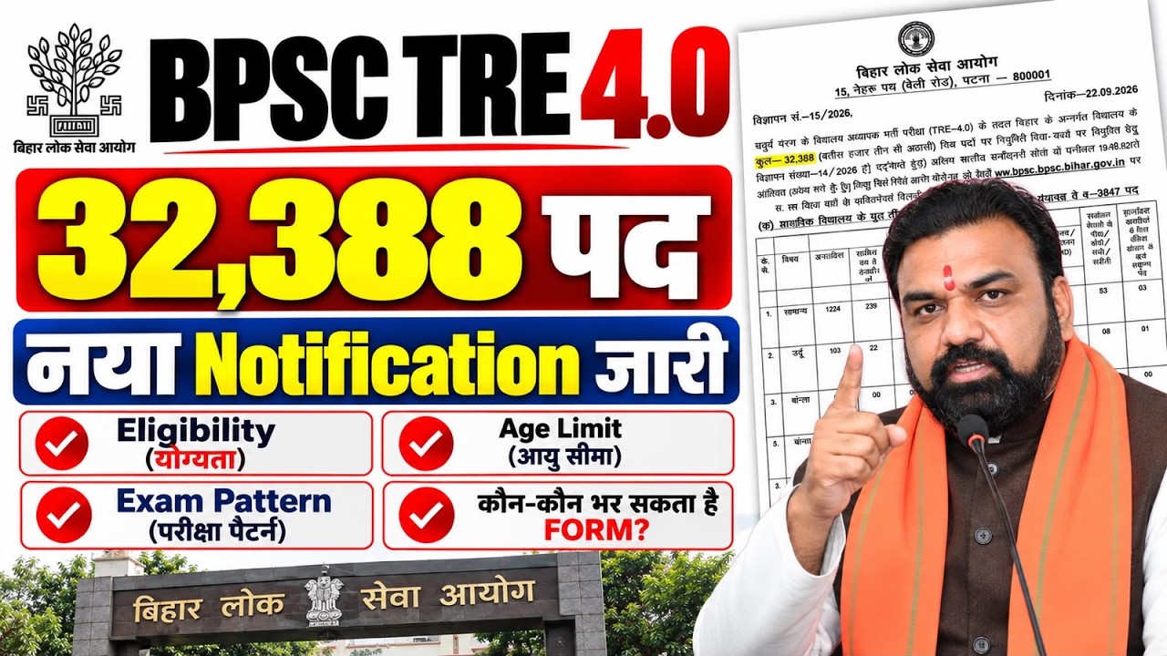 BPSC TRE 4.0 Notification 2026 | BPSC TRE 4.0 Syllabus, Eligibility, Exam Pattern & Other State ?