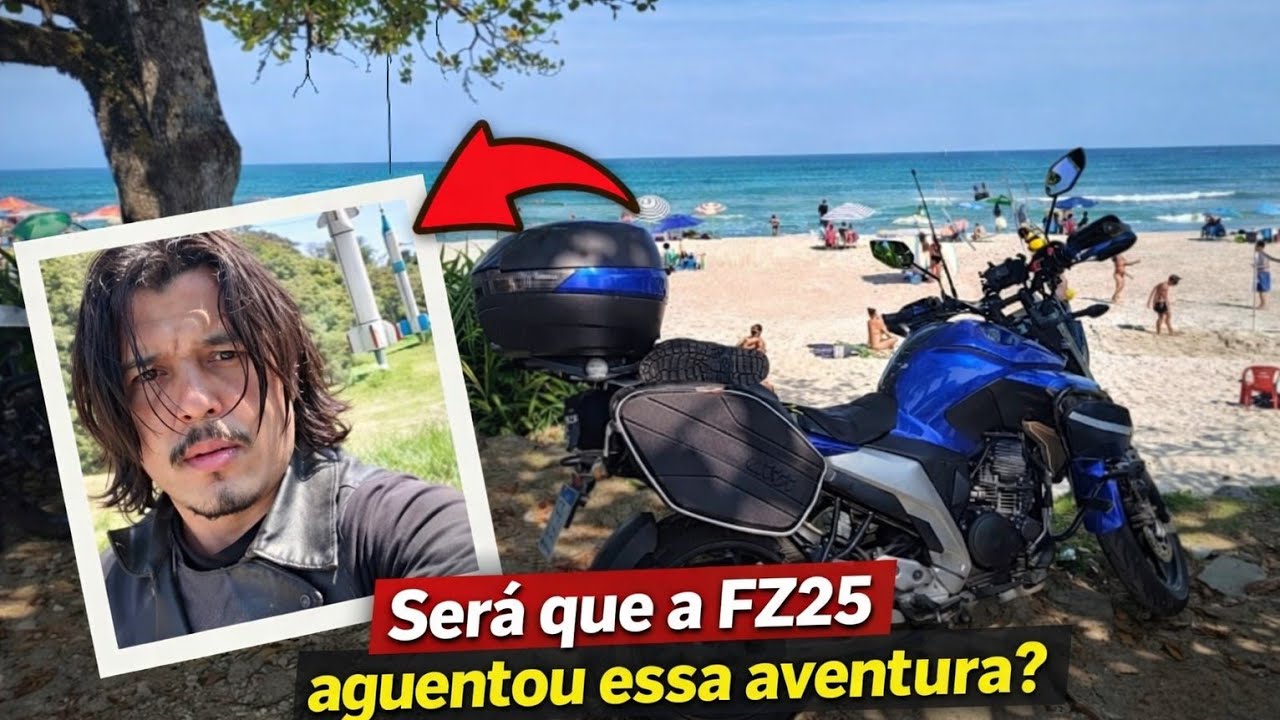 Descendo para praia de Ubatuba de moto FZ25!! Aventura garantida 🏍️✅
