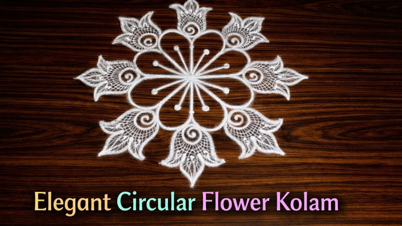 Elegant Circular Flower Kolam 🤍 Simple White Rangoli for Peaceful Home