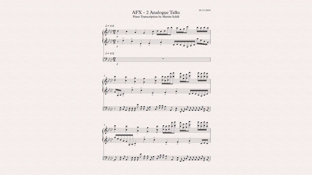 AFX - 2 Analogue Talks (Piano Cover with Sheet Music)
