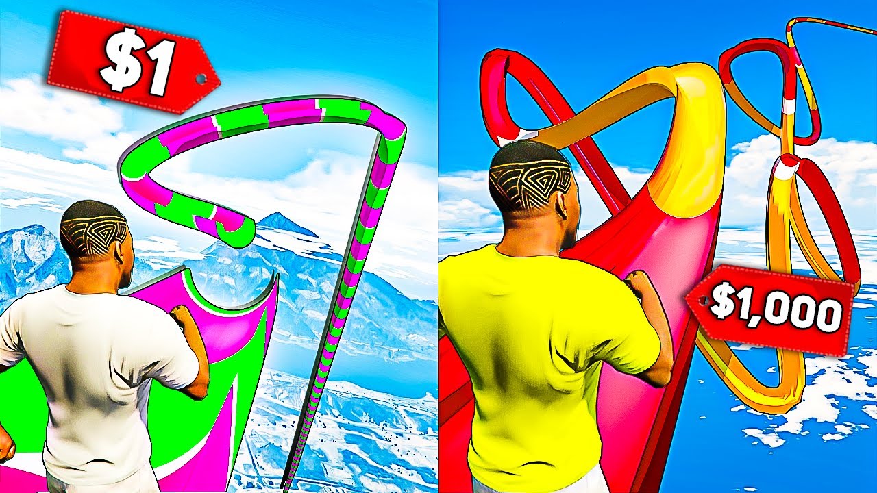 $1 vs $1000 Water Slides in GTA 5