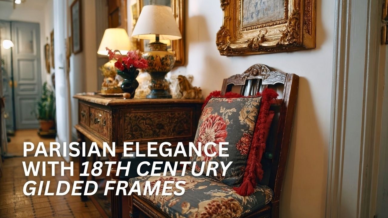 Parisian Elegance in a Studio Apartment: Transforming Tiny Entryways with 18th Century Gilded Frames