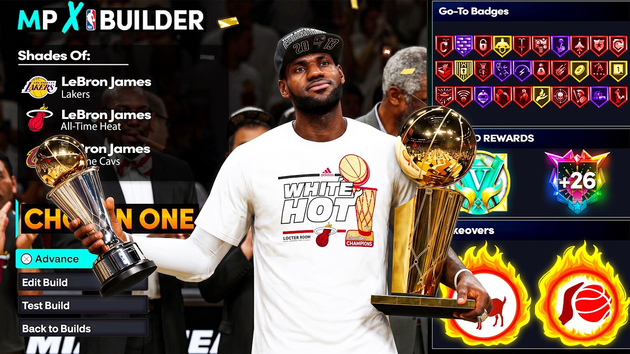 Сборка Леброна Джеймса в NBA 2K27: 99 очков за проход и данк, легендарный дриблинг, универсальный...
