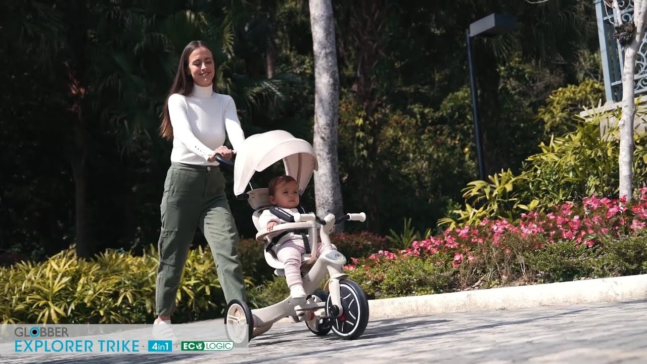 Globber EXPLORER TRIKE 4in1 ECOLOGIC&mdash;baby tricycle made with 100% recycled plastic*