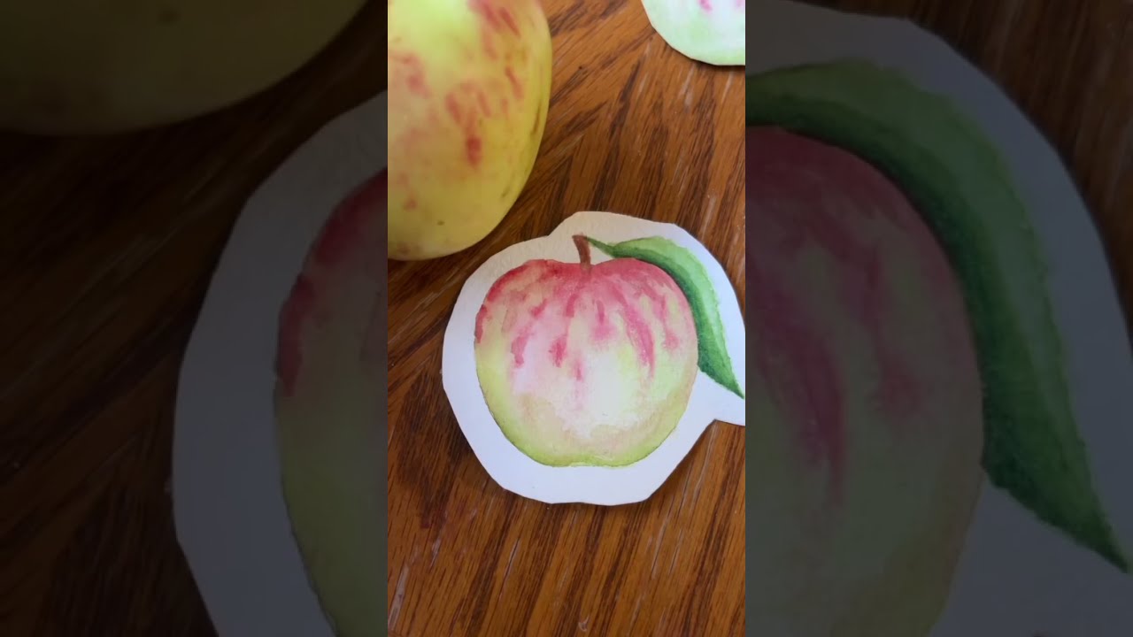 Apple Watercolor, full tutorial tomorrow #shorts #watercolor # #arttutorial #fall
