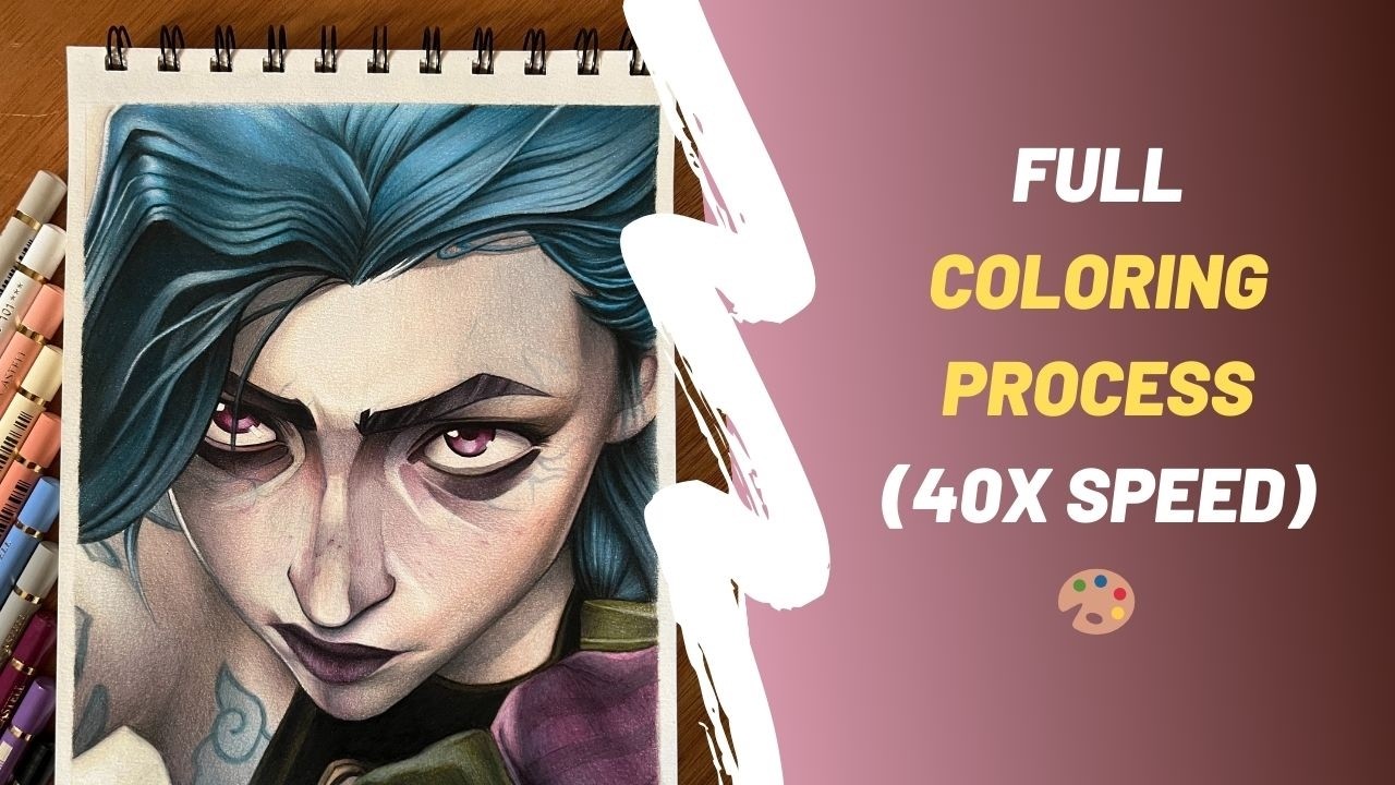 Jinx from Arcane | Faber-Castell Colored Pencil Full Drawing Process (40×)