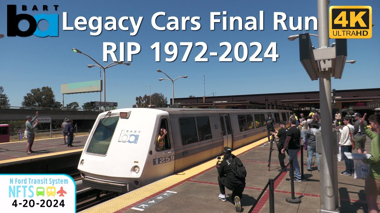 ⁴ᴷ⁶⁰ Bay Area Rapid Transit (BART) Train Actions and Legacy Fleet Final Day at MacArthur