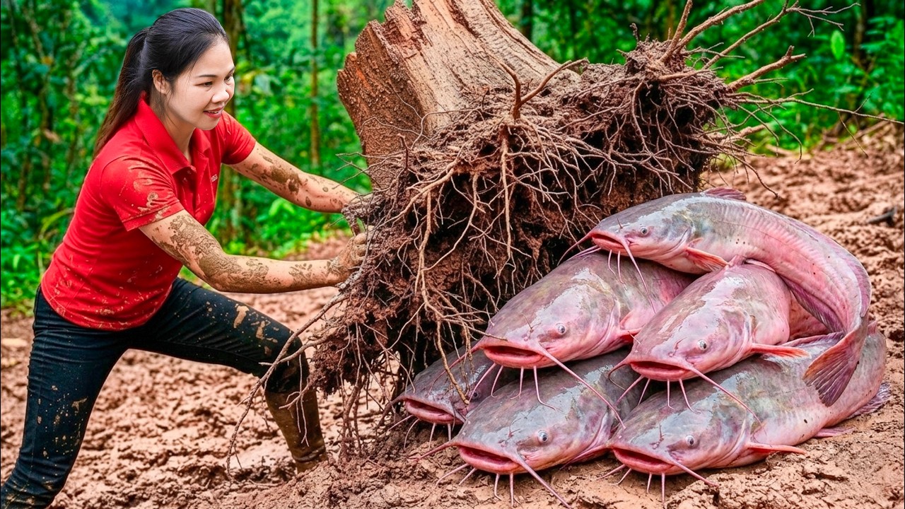 Harvest Giant Pink Catfish & Go to Market Sell | There's something lurking underground