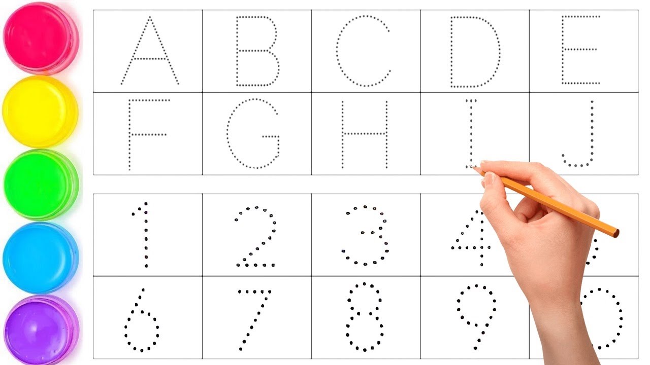 Alphabet, ABC song, abcd, a to z, Kids rhymes, collection for writing along dotted lines for toddler