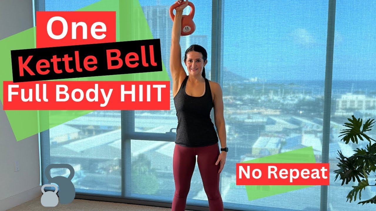 1 Single Kettle Bell Full Body HIIT, No Repeat, 20 Minute One Kettle Bell Workout