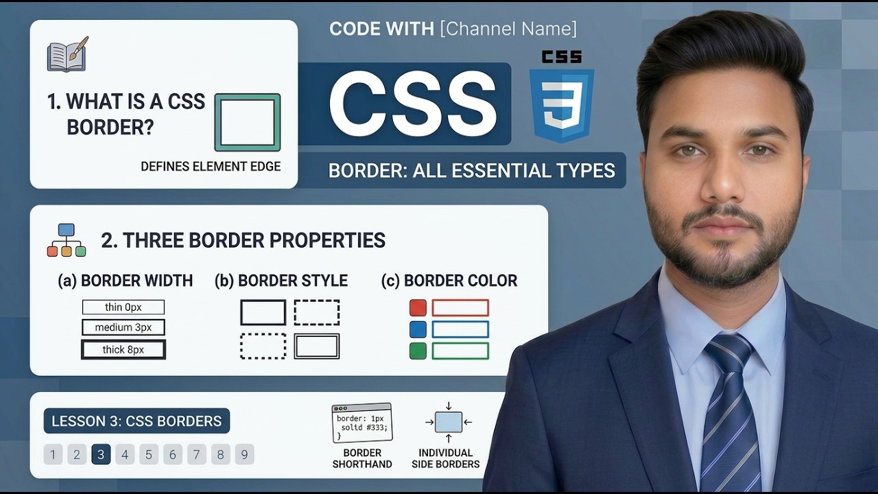 CSS Border Tutorial | Border Styles, Colors & Radius ExplainedVideo Project