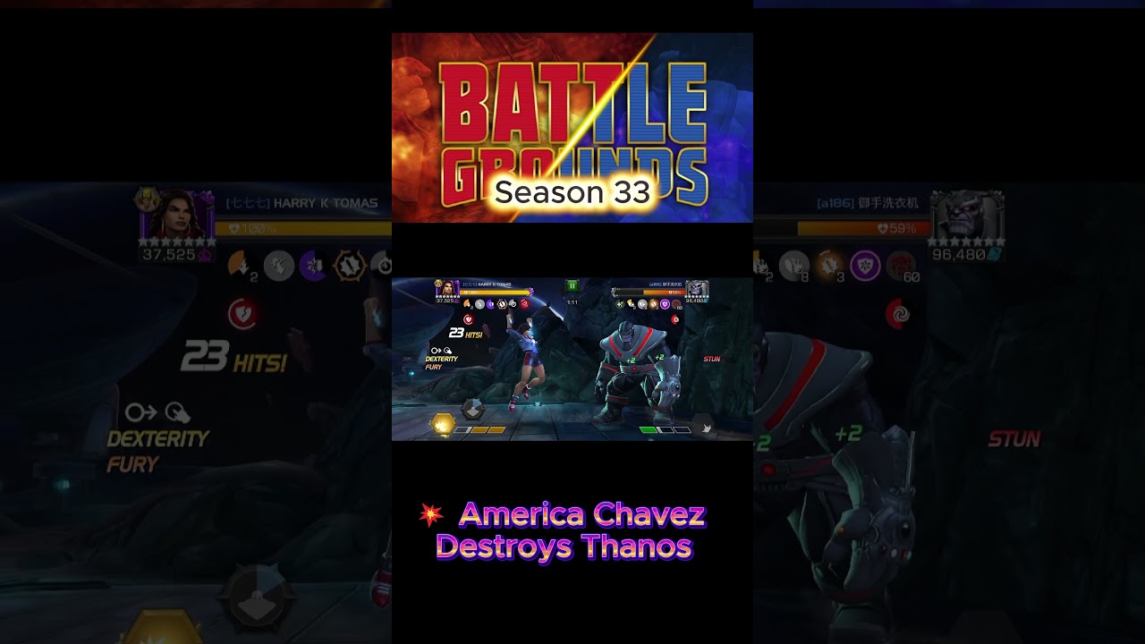 💥 America Chavez Destroys Thanos in Battlegrounds | MCOC Season 33 #mcoc #kabamcoc #marvel