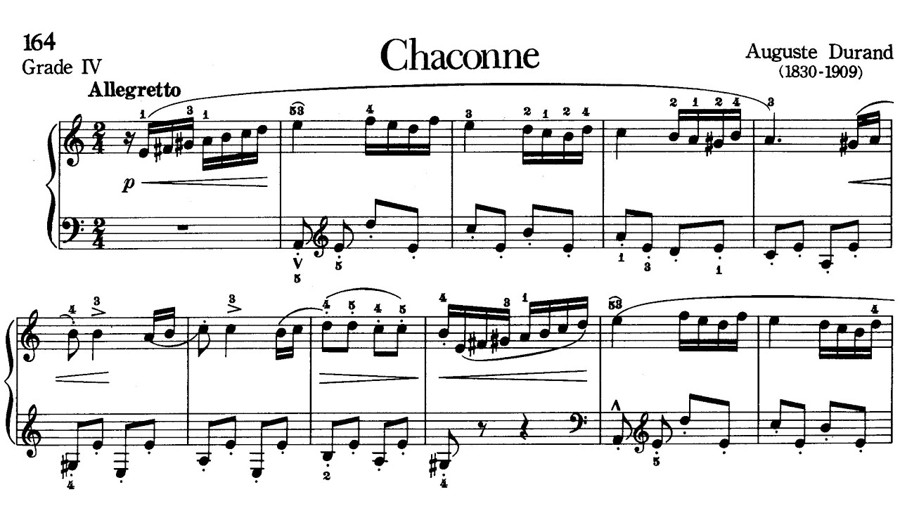Piano Pieces for Children Grade 4 No.8 Durand Chaconne (P.164) Sheet Music