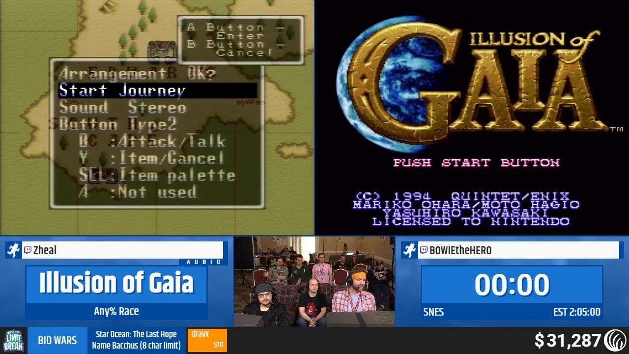 Illusion of Gaia (Any% Race) by BOWIEtheHERO and Zheal (RPG Limit Break 2019 Part 15)