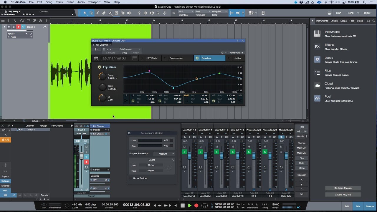 Hardware Direct Monitoring (Blue Z) In Studio One 3.5+