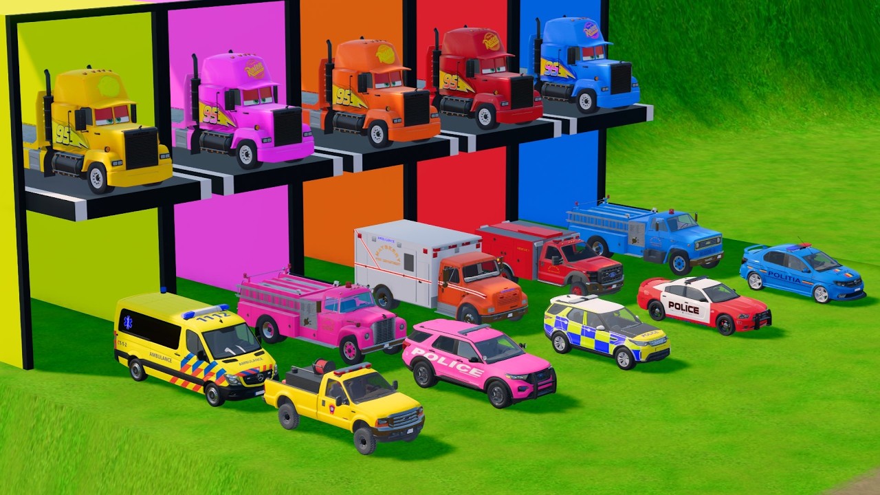 Transporting Police Cars Emergency Cars Crossing Flood | FS22 #5