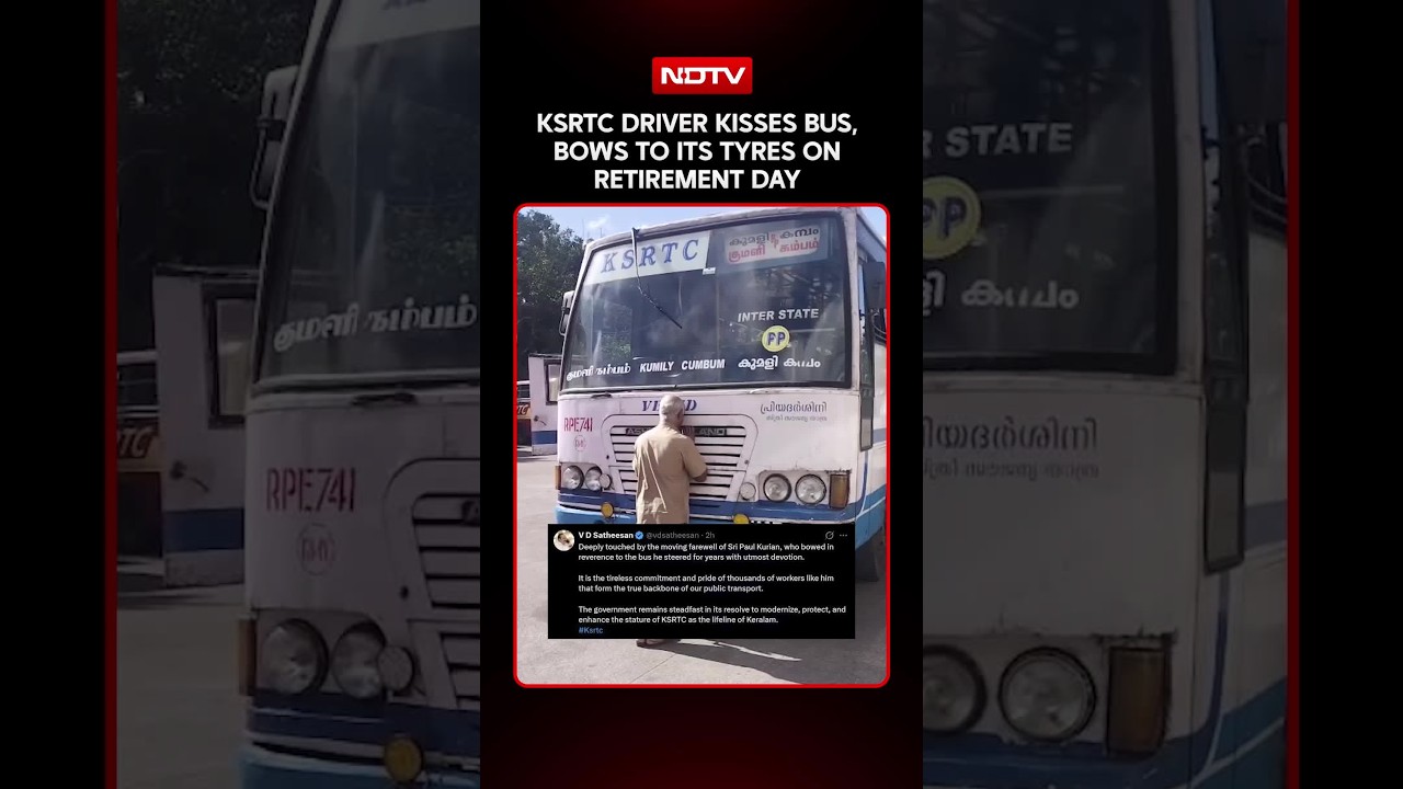 Retiring KSRTC Driver Hugs, Kisses Bus In Heartwarming Farewell