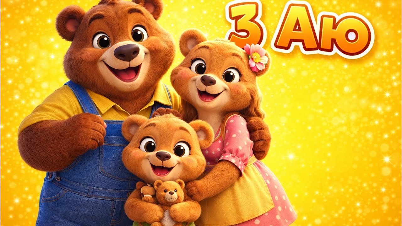 3 Аю 🧸 | Көңілді балалар әні | Үш аюдың қызықты мультфильмі