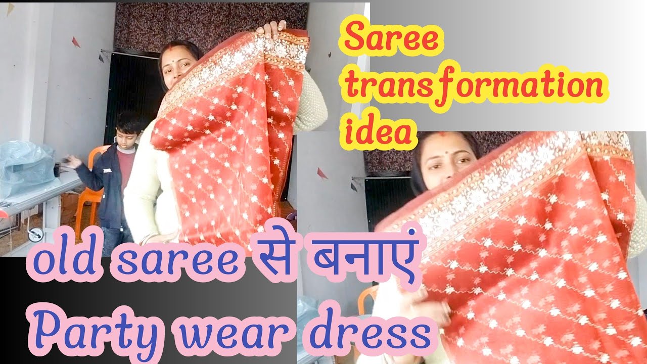 हटके!! 👌साड़ी transformation idea/Silk ❤️Lahariya Georgette saree into party wear dress