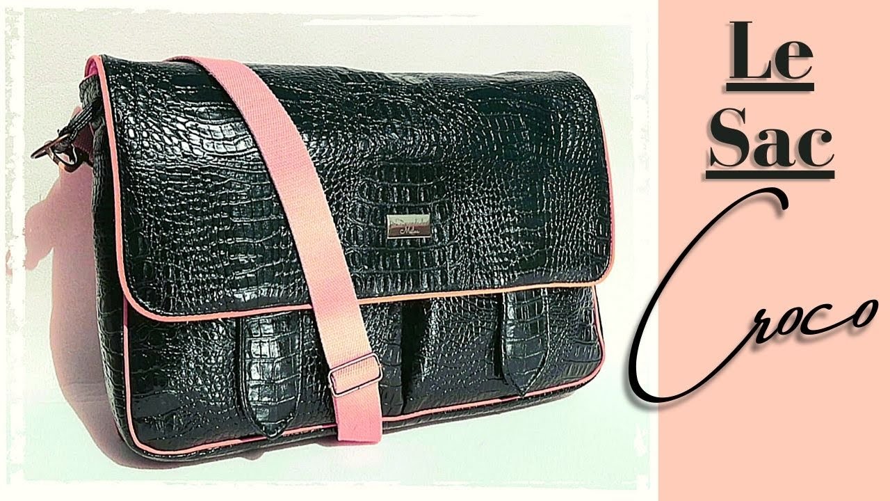 Tuto #diy facile : pas-à-pas pour coudre une besace en simili au look cartable , Le Sac CROCO 🥰