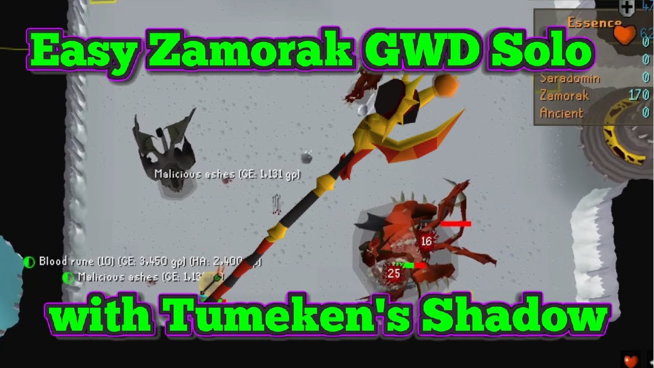 Easy Solo Zamorak GWD Guide with Tumeken's Shadow and Freezes