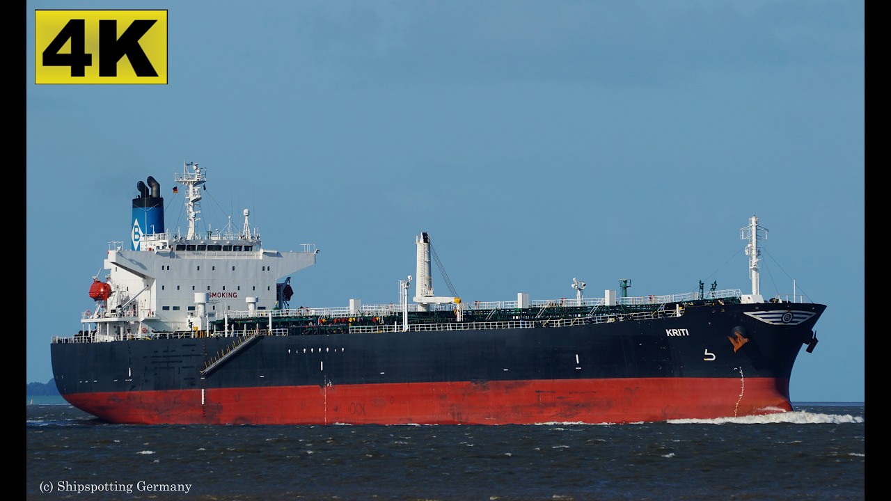 KRITI - Shipspotting Germany 🇩🇪 IMO 9270737 - River Elbe near City Otterndorf - 4K VIDEO