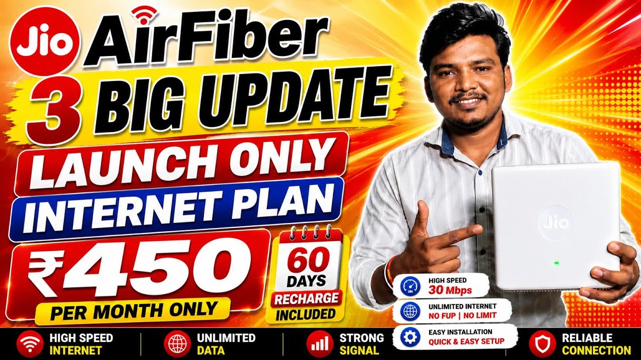 Jio AirFiber 3 Big Updates: Internet-Only Plans Starting at Only 450/Month #jio #wifi #newoffer