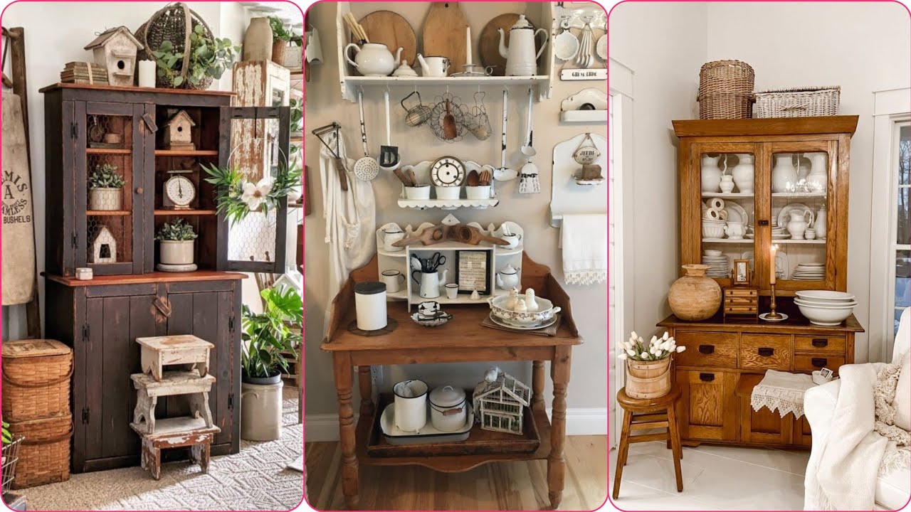 Antique Hutch Farmhouse Cottage| Cottage Farmhouse Decorating Ideas| farmhouse decorating ideas