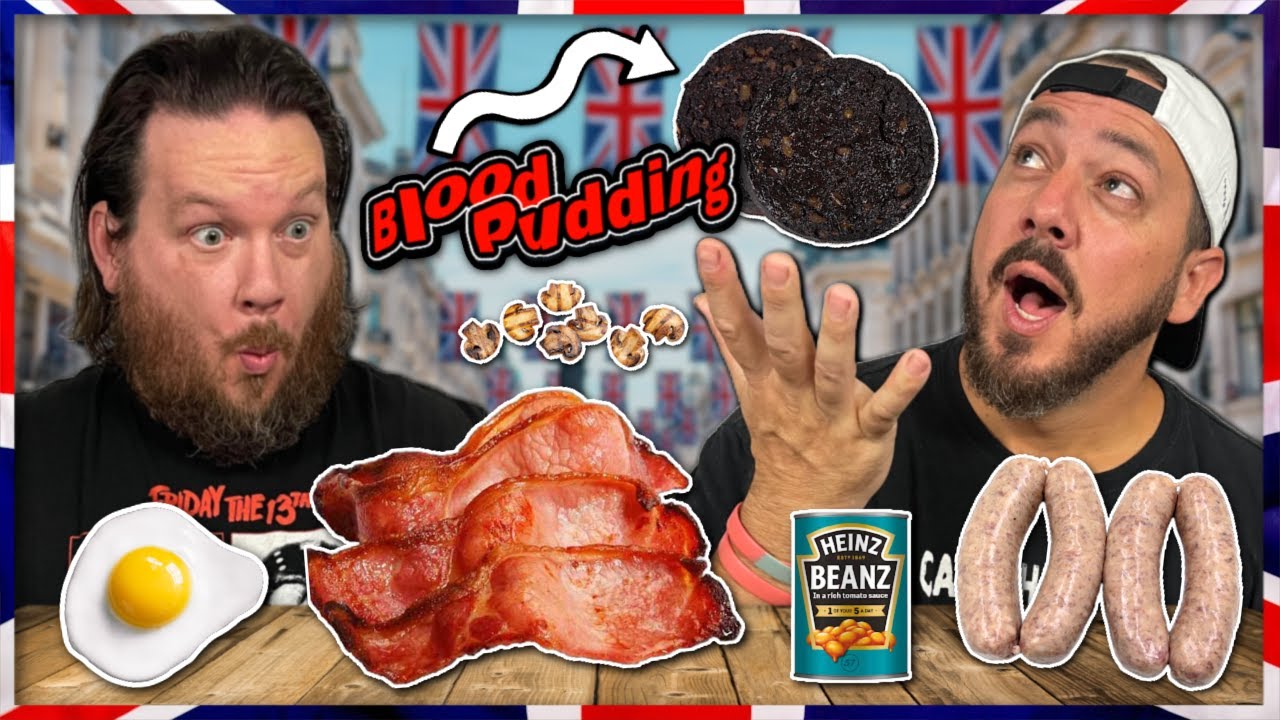 Americans Try The FULL ENGLISH BREAKFAST First Time Ever!