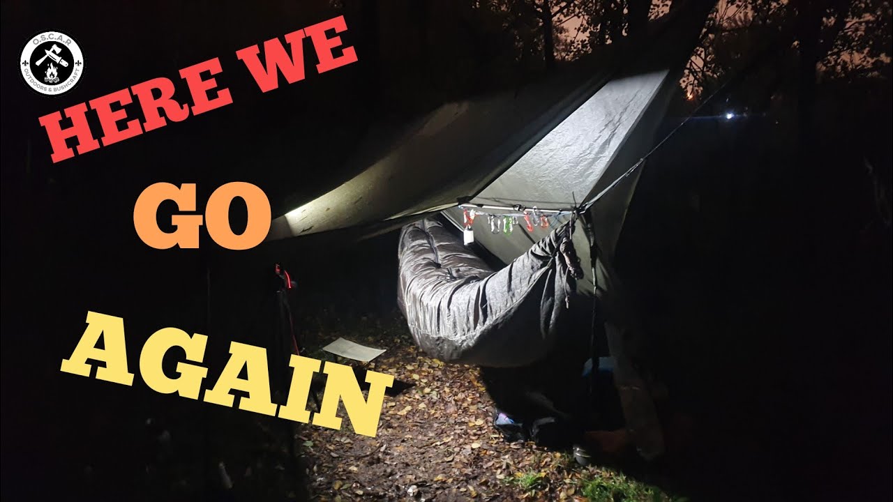 Extremely Rainy Day and Night Hammock Camping | Snugpak Set Up | Rain Storm and Some High Winds