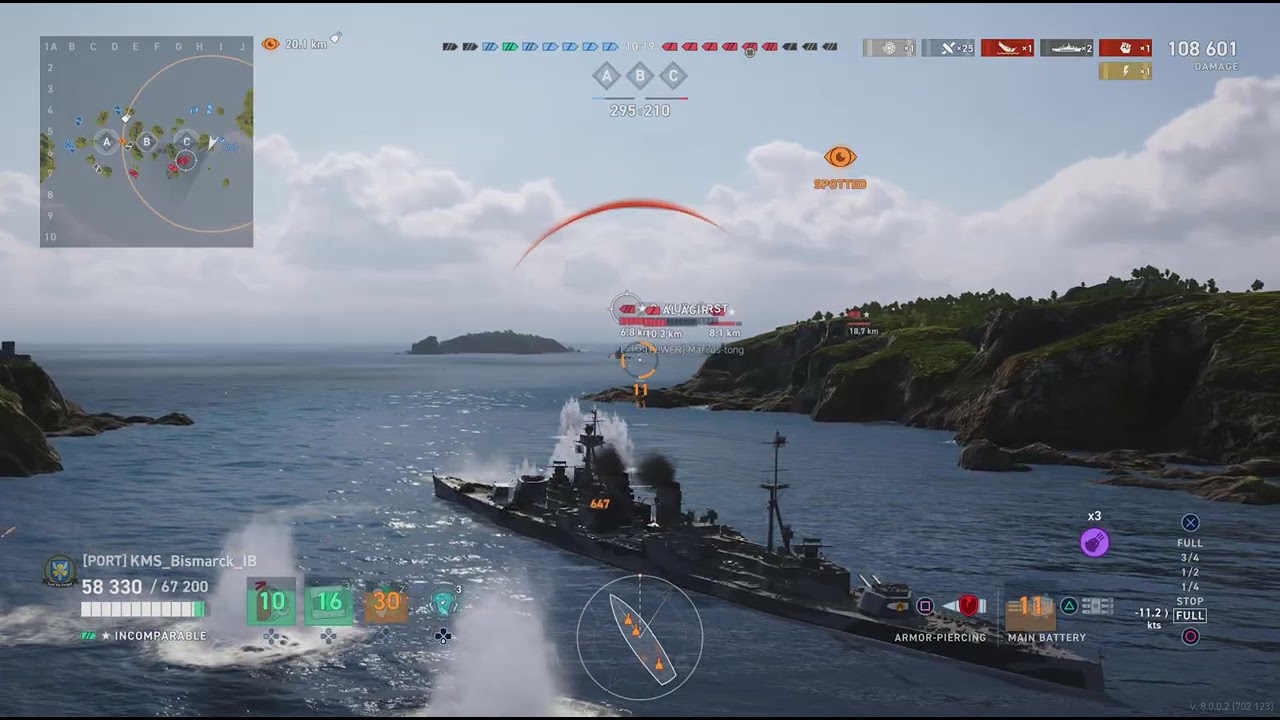 World of Warships Legends: Implacable blind shot