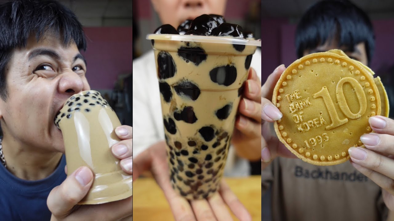 Lần đầu thử thạch trà sữa nguyên ly, trà sữa full trân châu và bánh đồng xu