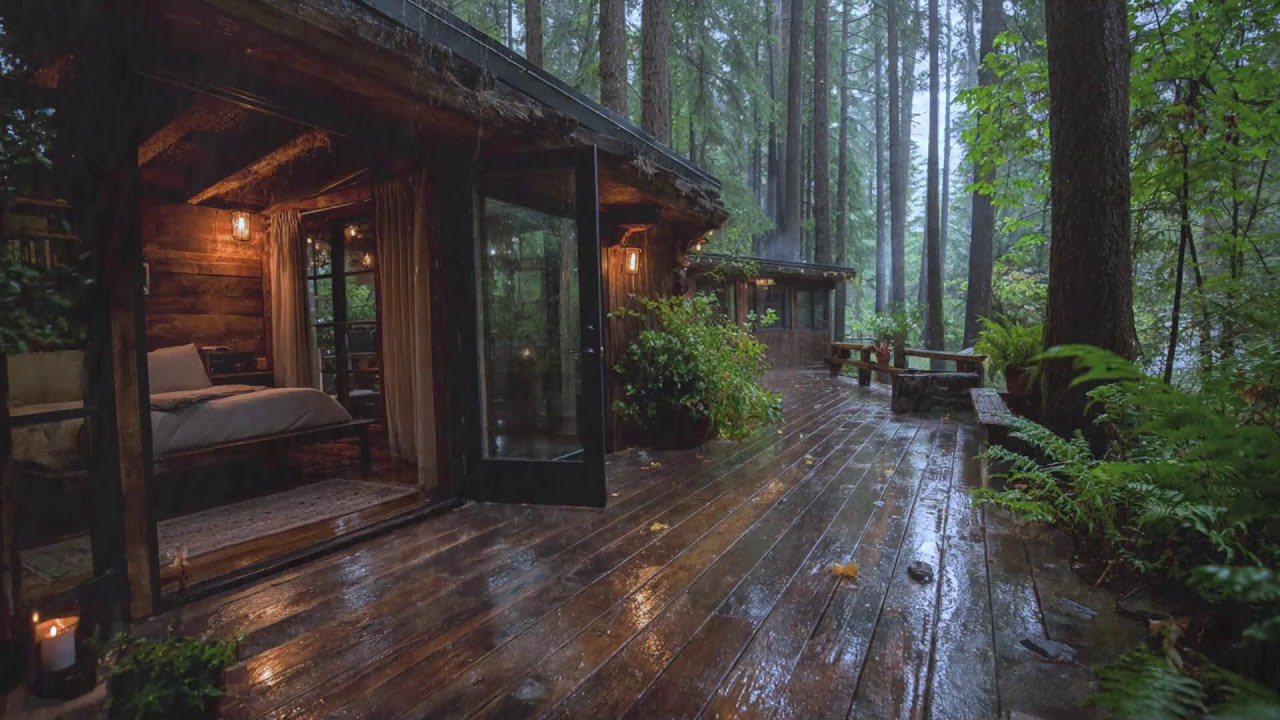 Peaceful Rain Sounds at a Cozy Wooden Cabin | Sleep Instantly & Reduce Anxiety