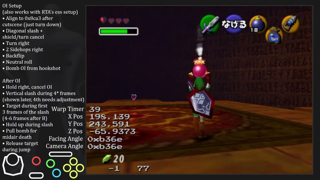Spirit Temple Bomb OI Cutscene Skip Setup (altered from RTA & TKC's setups)